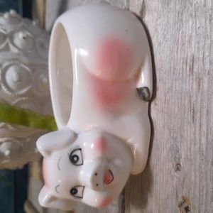 Small Smiling Pig Ceramic Planter